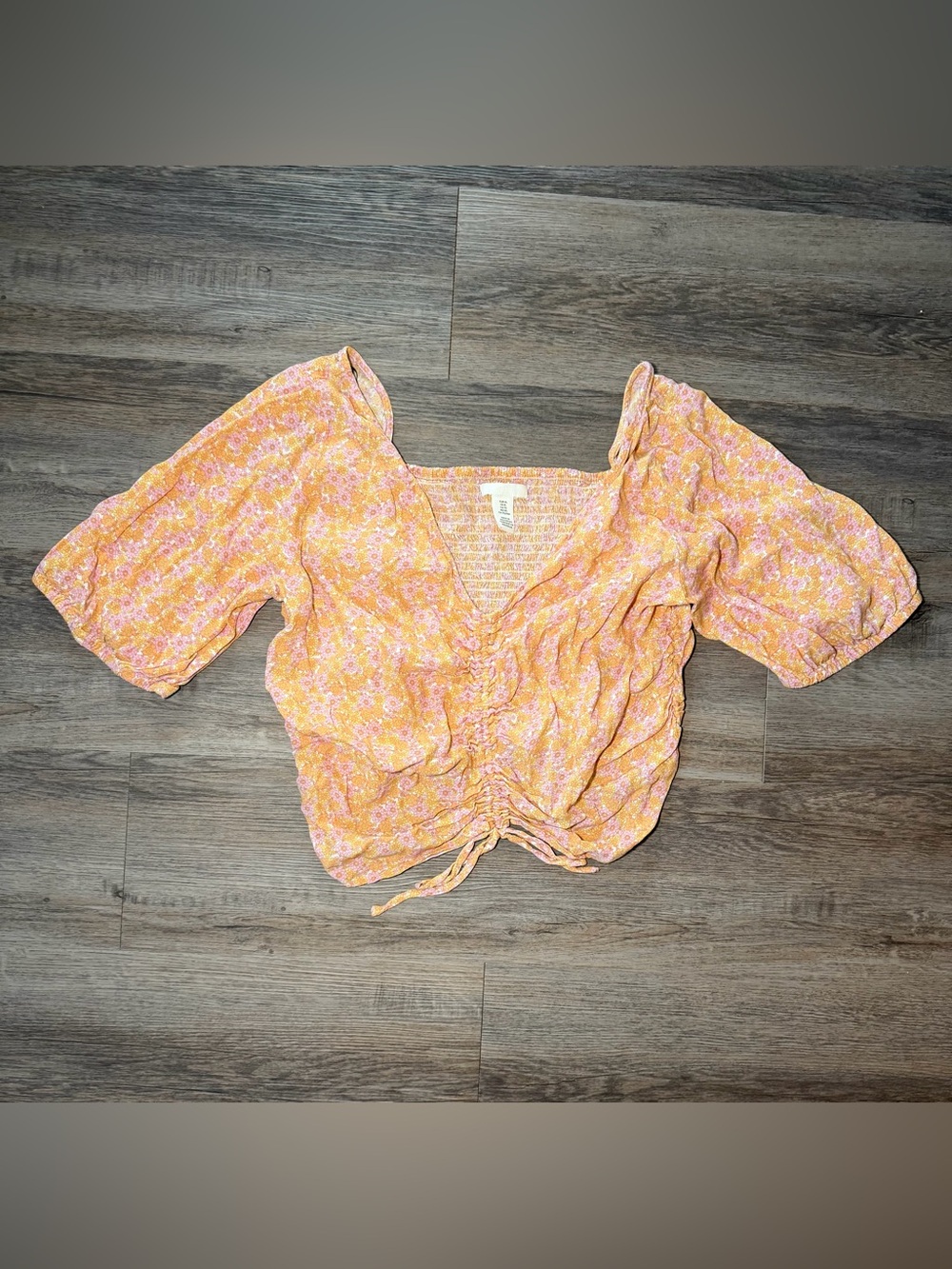 Floral Boho Ruched Crop Top Women’s Size XL